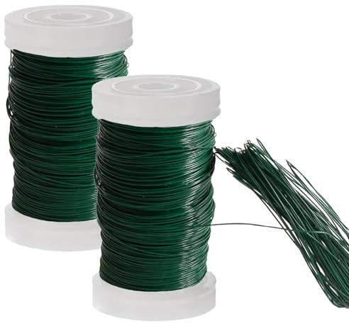2 Rolls Floral Wire Flower Arranging Accessories 0.35mm Green,Florists Thin Wire for Jewellery Making Craft Wire DIY Jewelry Crochet Christmas Wires,Flower Bouquets, Crafts Wreath Making Supplies