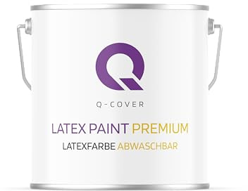 Q-COVER Latexfarbe Abwaschbar 5L (ca.35m2) Blau Farbton Innenfarbe Wandfarbe Deckenfarbe Klasse 2 Mattfarbe Für Allergiker Scheuerfest Geruchlos Frei Von Voc