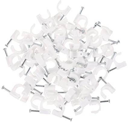 Housoutil Abrazaderas Para Cables Clavos De Acero Para Pared Clips Redondos 4-10 Mm 500 Piezas Fijador De Cables Telefónicos Resistente Corrosión Uso Madera Cemento y Yeso Doméstico y Profesional