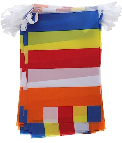 TOPBATHY Buddha Gebetsfahnen Fünf Farben Banner Aus Polyester Für Innen Außen Spirituelle Dekorationen Garten Tempel Feng Shui Fengshui