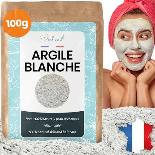 Argilla bianca in polvere 100 g – Maschera viso anti-acne – Cura viso naturale per pelli sensibili – Argilla caolino Surfina – Maschera purificante viso uomo donna