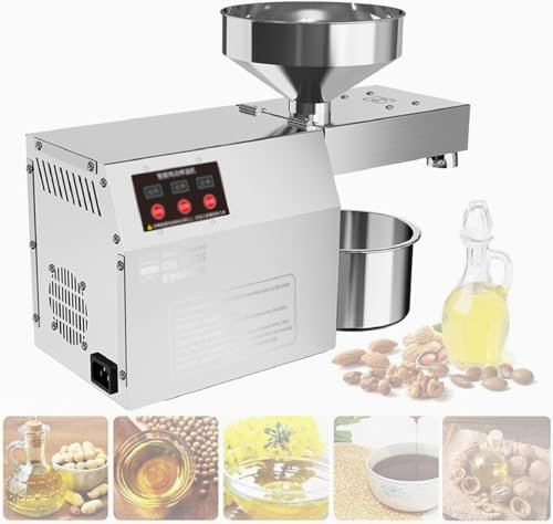 GAYAYAS Presse à Huile électrique Automatique, broyeur d'huile de graines de Noix commerciales, extracteur d'huile de Noix en Acier Inoxydable 304, pour Noix, graines de Lin, Noyau d'olive, Amande
