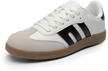 DREAM PAIRS Retro Damen-Sneaker mit veganem Obermaterial, atmungsaktivem Mesh-Futter,Size 39,Weiss,DWUMFN2550