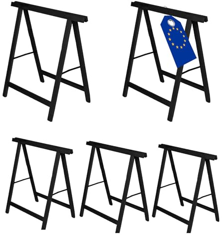 MODO24 Holzbock Klappbock Arbeitsbock Tapezierbock Sägebock Montagebock Unterstellbock SDKM, 5er-SET, 73x73x44 cm, Farbe: Schwarz