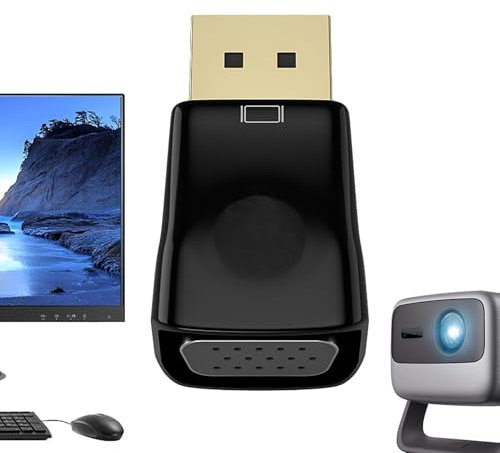 Adattatore da DP a VGA - Convertitore del segnale, Plug and Play Stable | Accessorio elettronico pratico, adattatore ad alte prestazioni per proiettori, televisori, laptop e tablet