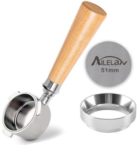 51mm Bottomless Portafilter, 3 Ears Bottomless Portafilter 51mm Compatible with Delonghi Dedica EC680 and EC685 Espresso Machine, with 51mm Dosing Funnel and Espresso Puck Screen