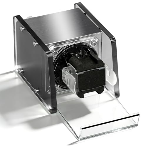 Watch Winder Smith Uhrenbeweger mit Mittelrotationsstoppfunktion - Uhrenbeweger für 1 Uhr - für großen Herren Automatikuhren (Natürlich/Grau)