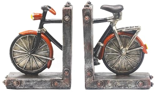 Vintage Fahrrad Buchstützen, Dekorative Harz Bücherhalter mit Rutschfester, Bücher Organizer für Bücherregal Schreibtisch, Home Office Dekoration