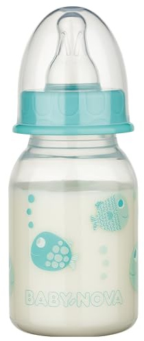 babynova 120 ml Standard Babyflasche im 3er Set mit Anti-Kolik Sauger aus Silikon für Neugeborene – Babyflaschen ab 0 Monate – BPA-frei - Fische