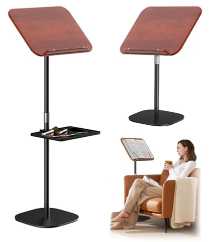 Stehpult, Verstellbarer Buchständer Standing Desk Höhenverstellbarer 80-130 cm Beweglicher Computertisch Mobile Notenständer Tisch Projector Stand Tragbarer Podiumständer für Schule, Büro, Kirche