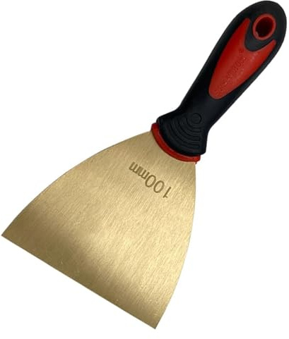 Raschietti for carta da parati, spatola in ottone, raschietto for vernice spesso 1,5 mm con impugnatura in gomma, raschietto for cartongesso for legno, 75-150 mm(100mm)