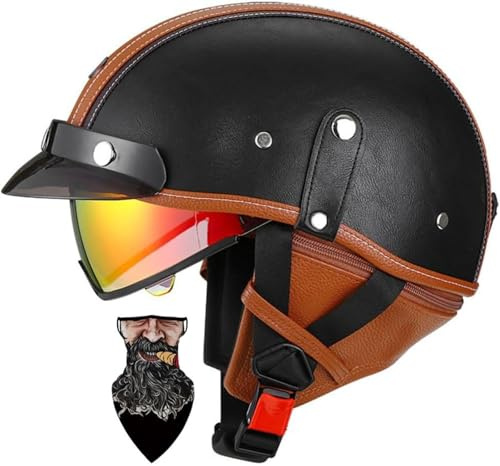 Casco Scodella Portatile Mezzi, Caschi Jet Mezzo, Caschi Da Motociclista Vintage Caschi Cromwell Caschi Casco A Scodella Scooter Motorino ECE/DOT Omologato Mezzo Elmetto Da Moto 12,L
