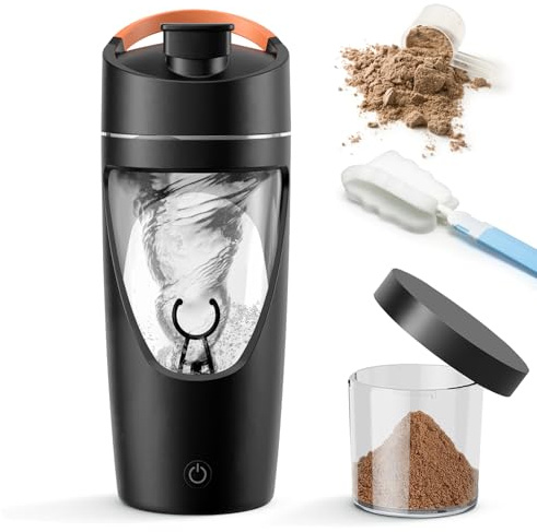 Electric Protein Shaker,700ml Protein Shaker Bottle with Supplement Storage | Shaker for Protein Shakes USB C Rechargeable, Made with Tritan, Powerful for Smooth Protein Shakes, BPA Free, Black