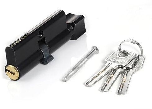 UZYXC Cilindro per Serratura Porta 30/30 con Chiusura Simultanea e 3 Chiavi, Cilindro Profilato Europeo a 7 Perni di Sicurezza per Porte Interne e Porte d'Ingresso, Ottone Cromato Antieffrazione