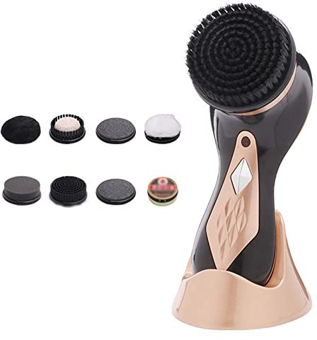 ZHANGXABN Electric Shoe Shine, Household Shoe Shine Brush, Portable Electric Multi-Purpose Cleaning Machine with 7 Replacement Brushes (Gold)
