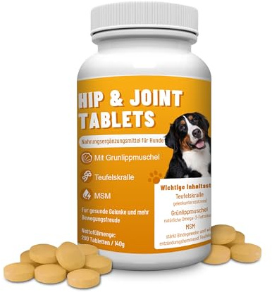Gelenktabletten für Hunde mit Grünlippmuschel, MSM und Teufelskralle – 200 Stück