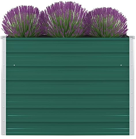 HaoChrymec Hochbeet with Verzinkter Stahl, Witterungsbeständig, Offener Boden, Hochbeete für Garten, Balkon Pflanzkasten Balkon, Hoch Beet Garten, Grün, 100 x 100 x 77 cm