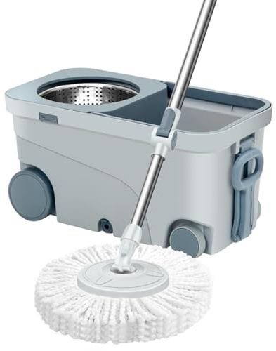 IUYIXWFP Claza giratoria y Juegos de Cubos, trapeador y Cubo con Pedal de pie, Cabezal de trapeador Giratorio de 360 °, trapas de Piso para Limpiar Pisos de Azulejos de Madera Dura