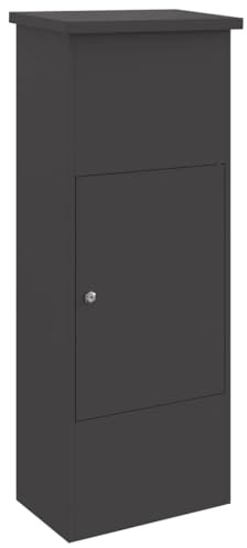 vidaXL Svart Paketbox för Utomhusbruk i Stål - Väderbeständig 44,5 x 29 x 110,5 cm. Låsbar Gångjärnsdörr med Matt Finish och Knopphandtag. Säker Förvaringslösning för Post och Paket i Trädgården eller