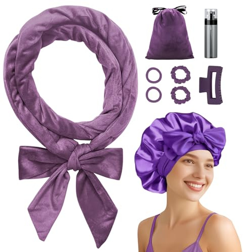 Baolivi Locken Ohne Hitze, Samt Lockenwickler Über Nacht Overnight Curls Headband, 70 Heatless Curls Band Lockenband Über Nacht, 9 Stück Hair Curler Rollers Set mit Schlafmütze für Langes Haar