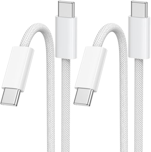 Cable USB C a USB C [2Pack 2M] Cable USB C 60W PD Carga Rapida Cable USB Tipo C Compatible con iPhone 17/16/15 Plus Pro MAX,Macbook Pro/Air,Galaxy S21+/S21,Google Pixel,iPad Pro 2021,Huawei P40 P30