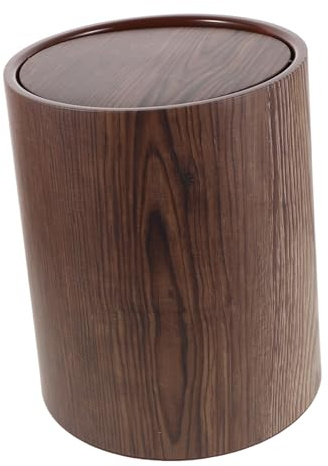 VALICLUD Corbeille à Papier Vintage Capacité Importante avec Couvercle Basculant Poubelle Bois Grain pour Bureau Cuisine Salle de Bain et Salon Panier à Ordures Polyvalent pour Maison et