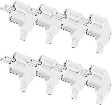 ZHIQIN Schuko Stecker 8 Stück Schukostecker Stromstecker 250v/16A Schutzkontaktstecker Bruchfest Langlebig mit Knickschutztülle Winkelstecker Aussen Wasserdicht Gummistecker für 7-11mm Kabel (Weiß)