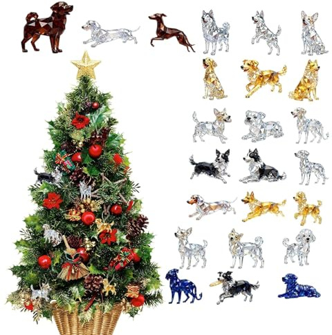 2025 Calendrier De L'Avent Chien | Charme Acrylique 2D Décoration - 24 Jours Calendrier Compte À Rebours Pendentif Chien,Pour Arbre De Noël Rétroviseur De Voiture Mur Porte Adultes