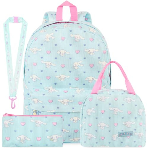 Get Trend Cinnamoroll Girls Corduroy Backpack 4 Piece Set