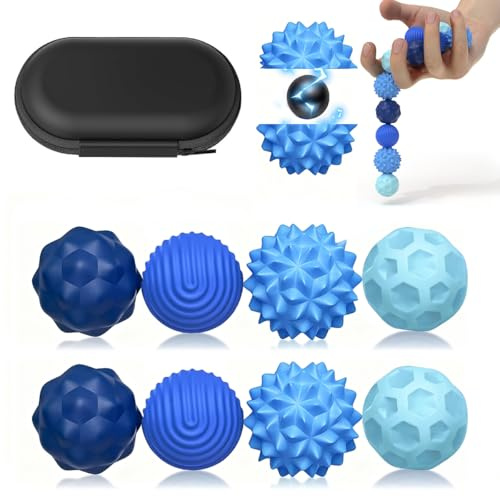8PCS Magnetic Fidget Balls (8 Stück), Magnetkugeln Stressball Silikon Magnetische Sensorik Bälle Spielzeug, Sensorisches Spielzeug Anti Stress Stimming Sensory Fidget Toys für Erwachsene ADHS (Blue)