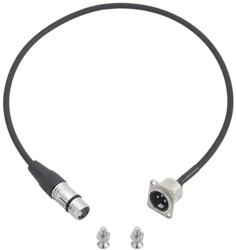 PENGLIN 1 Stück 60CM XLR Stecker zu Buchse Durchgangskabel | D-Typ XLR 3-polig Panel Montage Adapter für Stageboxen, Patchfelder, Bodenboxen, Rack-Installationen