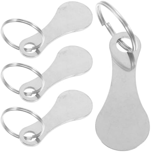 Healifty 4 Pieces Stainless Steel Shopping Cart Coin Keychain Trolley Tokens, Quarter Keyring for Grocery Cart Release and Office Use