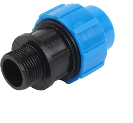 Pipe Connector, PP Fitting Screw Joint PE Pipe Drinking Water Clamp Male Adaptor for Plumbing Water Supply Irrigation System Connection(25mm x 3/4inch)