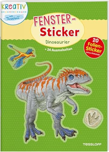 Fenster-Sticker Dinosaurier: 24 Ausmalseiten, 20 Folien-Sticker