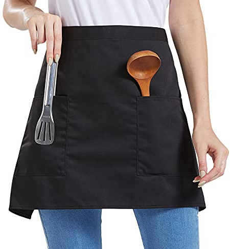Nanxson Servitörsförkläde Bistro Förkläde Matlagningsförkläde med 2 Framfickor