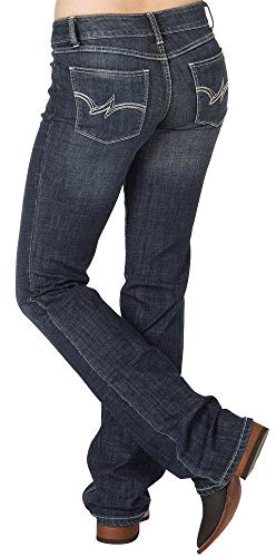 Wrangler Jean Western Semi-évasé Taille mi-Haute Extensible pour Femme, Bleu Marine, 9-36