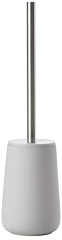 Zone Denmark Nova Toilettenbürste, Klobürste aus Porzellan und Edelstahl, WC Bürste mit Bürstenhalter, Soft-Touch-Beschichtung, Durchm. 10,3 cm, Höhe 37 cm, Soft Grey (Grau)