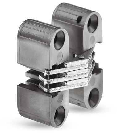 Gedotec Topfband unsichtbar Türband Schranktür Möbelscharnier für Kasten-Tür - H1964 | Messing silber matt | Schrank-Scharnier zum Einlassen Holz | 11 x 33 mm | 1 Stück - Türscharnier für Möbel-Tür