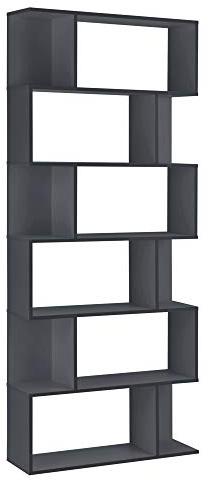 [en.casa] Bücherregal 'Borrby' Regal mit 6 Ebenen 192 x 80 x 24 cm Raumteiler Standregal 8kg pro Ablage Hochregal Aktenregal Aufbewahrung Büro Dunkelgrau
