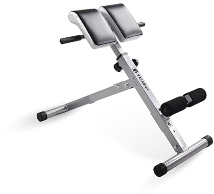 Stamina Hyperextension Bench 2014 – justerbar och vikbar träningsbänk romersk stol med smart träningsapp – upp till 113 kg viktkapacitet