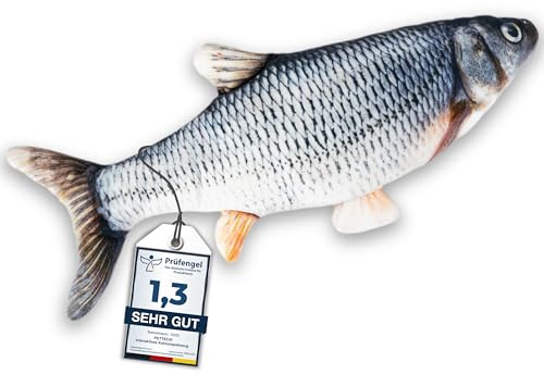 PetTec® Fisch-Katzenspielzeug, interaktiv, elektrisch, für Autonomie, beweglicher Fisch für Katzen mit Katzenminze