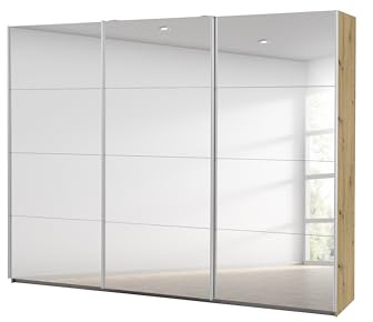 Rauch Möbel Caracas Armadio con Ante scorrevoli, Legno ingegnerizzato, Piastra di serraggio, Oak Artisan con 3 Porte a Specchio, 271x210x62