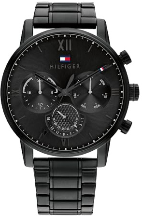 Tommy Hilfiger Montre Analogique Multifunction à Quartz pour Homme avec Bracelet en Acier Inoxydable Noir - 1791879
