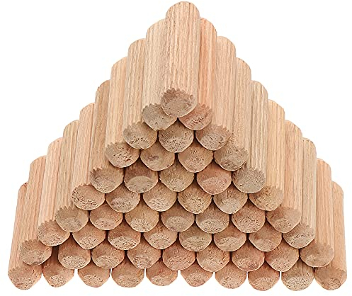 Faankiton 400Pcs 10x40mm Wooden DowelsWooden Dowels Grooved Plugs for Furniture Craft Projects DIY Hobbyists