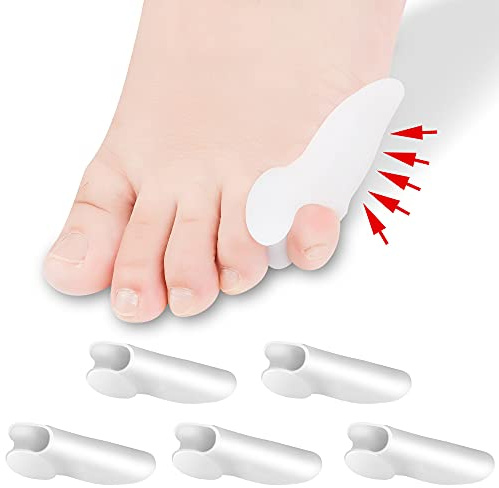 DYKOOK Pinky Toe Gel Bunion Protector 6 Piece Tailors Bunion Corrector Little Toe Separators Soft Gel Bunion Pads Toes Spacers for Bunionette Pain Relief and Corn, Callus, Blisters Protect (White)