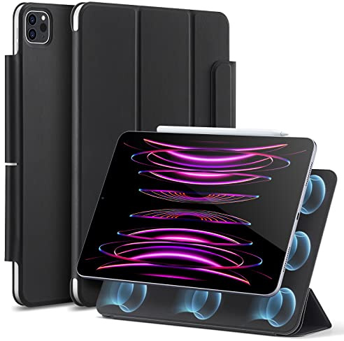 ESR für iPad Pro 12,9 Zoll Hülle 2022/2021/2020 (6./5./4. Generation), iPad Air 13 Zoll M3/M2 2025/2024 Hülle, Starke Magnetbefestigung, Trifold Ständerhülle, Volle Pencil 2Unterstützung Dunkelschwarz
