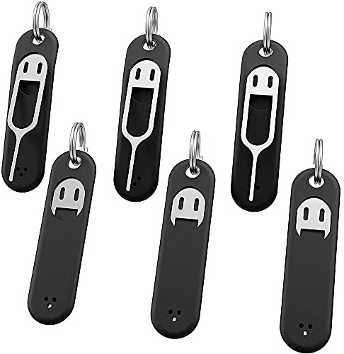 6 pezzi Sim Schede Rimozione Strumento SIM Schede Sim Vassoio Spilla Strumento di Rimozione Evitatore Spazio,Con Rimovibile,Nero