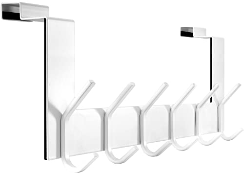 WEBI Appendiabiti da Porta,Acciaio Inox Attaccapanni da Porta,Gancio Porta,Appendino da Porta con 6 Ganci,Bianco