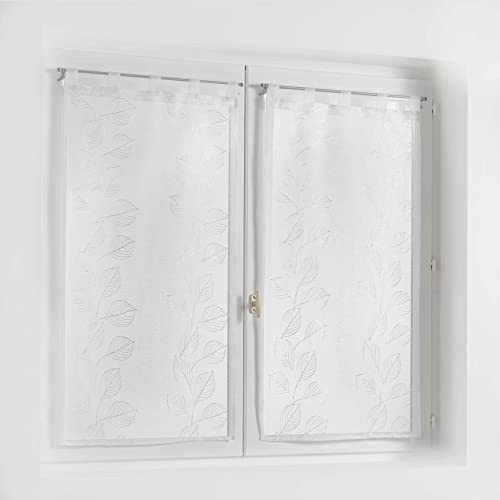 Douceur d'Intérieur, Coppia Dritta con Passanti (2 x 60 x 120 cm) Edenia Bianco, Velo Sabbiato Ricamato