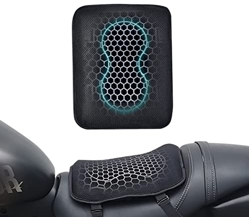ELCYCO Coussin de siège en gel pour moto - Pour passagers arrière - Structure en nid d'abeille - Respirant - Antidérapant - Absorption des chocs - Convient pour une conduite à long terme